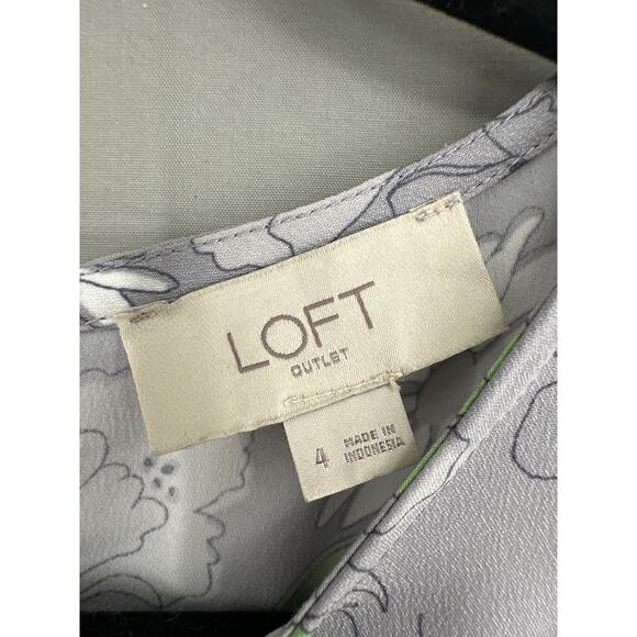 Loft Dress Womens 4 Gray Floral Green Mini Boho Cottagecore Bohemian Retro - Picture 2 of 9